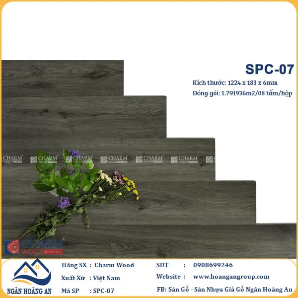 Sàn Nhựa Giả Gỗ Hèm Khóa Charm Wood SPC07